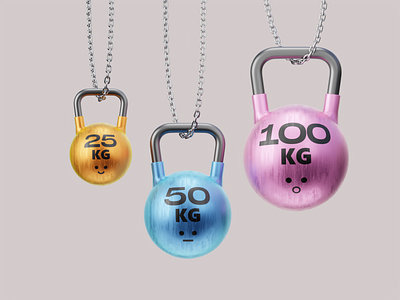 Kettlebell Set 3d blender branding c4d cycle design fitness good graphic design happy illustration octane redshift render sports ui design weight