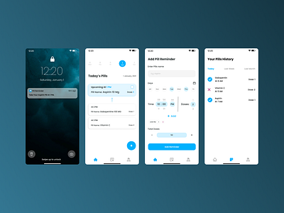 Pill Reminder App app design figma illustration pillreminder