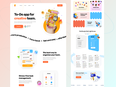 Gogo App Landing - #VisualExploration 🐳 3d 3d design 3d illustration blender c4d clean colorful desktop flat fun hero illustration landing landing page minimal saas ui vibrant web website