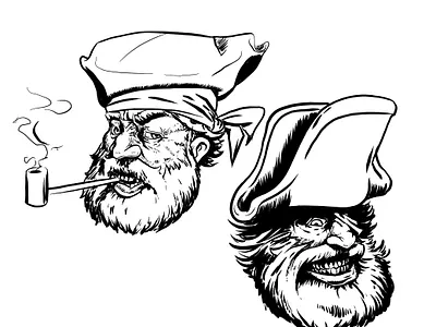Pirate Heads draw illustration ink