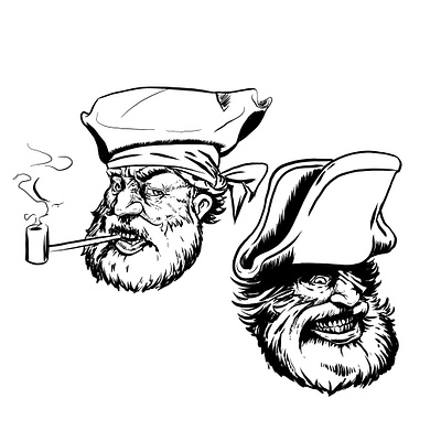 Pirate Heads draw illustration ink
