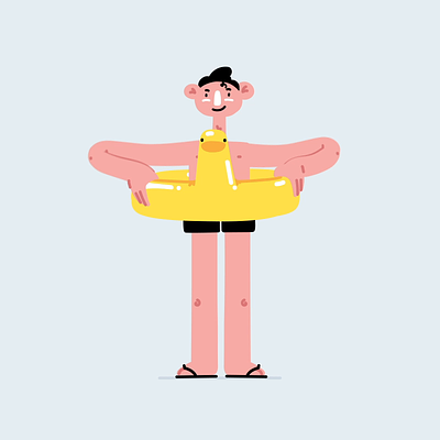 Beach Boy animation beach boy character character animation hand drawn ocean pool pool party rubber duck summer sunscreen swim tube swimmer vector