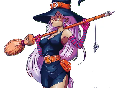 Witch character draw illustration