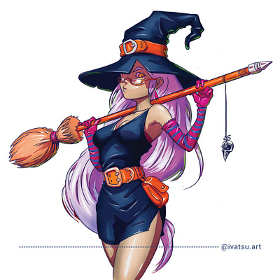 Witch character draw illustration