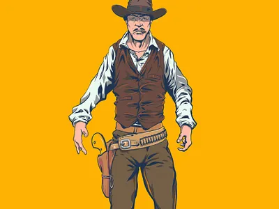 Gunslinger character draw illustration