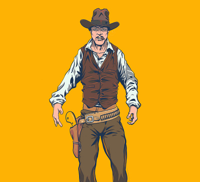 Gunslinger character draw illustration