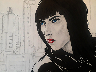 Motoko Sketch ghostintheshell humanoid illustration ink motoko posca robot scarlett sketch