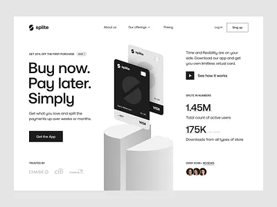 Splite - BNPL Landing Page bank services banking bnpl credit card debit card dept discount card finance financial website fintech fintech landing page fintech website design landing page modern banking money management payments purchase startup