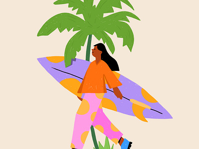 Missing Summer Already animation art artist design graphic design illustration illustration women minimalistic art palette palm tree simpleillustration summer summer vibe surf surfboard women