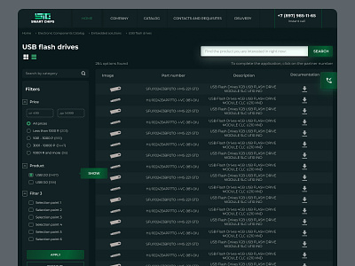 Electronic components catalog create dark theme design ui ux ux design