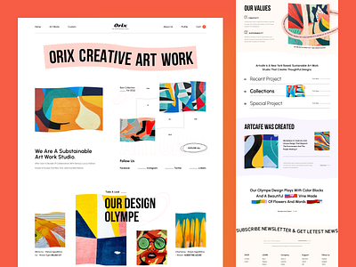 Orix Creative Art Work Website. agency web agency website art work creative creative design design service design studio dribbble2022 homepage landing page minimal mockup orix premium sajon trendy visual designer web design web landing page website design