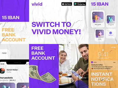 Vivid Mobile Bank - banner pack banners branding design graphic design vector