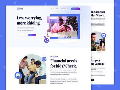 Xare - Money sharing App Website app branding design dubai finance fintech kids landing page money parents safety sharing solutions technology ui ux website xare