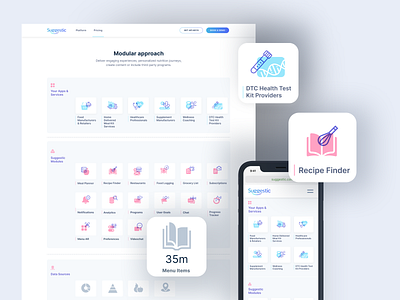 B2B White Label Modular Approach App-Builder app appdesign branding client cms wordpress custom design designer graphic design iconpack icons illustration modules product suggestic ui uiux ux webdesign website