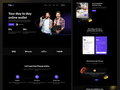 E-Wallet App Landing Page app dark theme darktheme design digital glass glassmor glassmorphism graphic design landing landingpage money page product transection ui ux wallet website