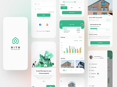 RITA || Real Estate Investment App app design business clean ui finance invest investment ios app minimal ui mobile app product product design real estate real estate app