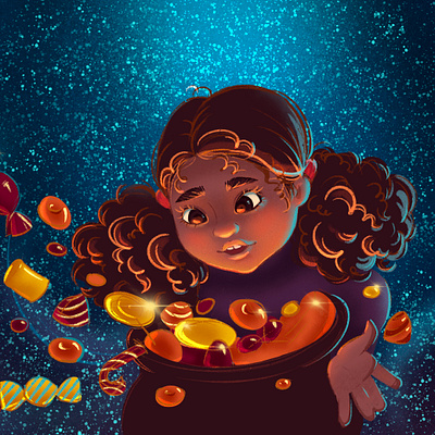 Girl with sweets book illustration character character development childrens illustration emotions fabulous illustration photoshop picture book procreate stylized sweets