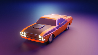 Dodge Challenger - Low Poly Car 3d art 3d design 3d modeling blender car dodge challenger low poly low poly