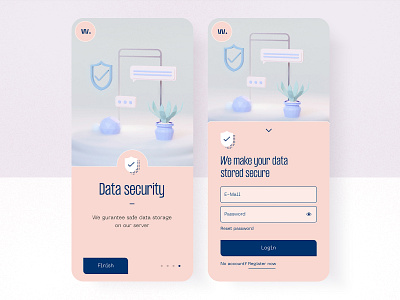 Woodata - Data storage concept 🌍 💾🤖 3d blender concept data login mobile onboarding pagination peach stage storage swipe