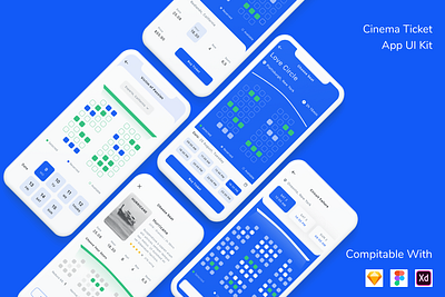 Cinema Ticket App UI Kit app cinema movie ticket ui ui design ui kit ux