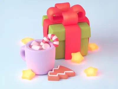 Happy New Year 2d 3d 3d illustration casual cg christmas design drawing gift illustration merrychristmas new year photoshop style