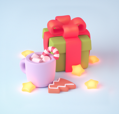 Happy New Year 2d 3d 3d illustration casual cg christmas design drawing gift illustration merrychristmas new year photoshop style