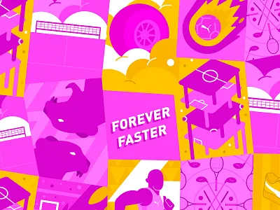 Forever Faster posters character color design illustration posters puma sport vector