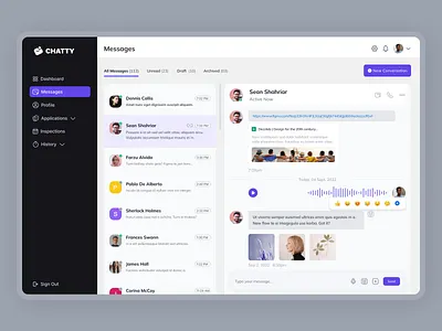Chat UI Design admin interface admin pannel admin theme admin ui chat chatting clean ui communication conversation dahsboard dashboard design dashboardui dashbroad inbox ui message minimal dashboard modern ui sidebar user dashboard