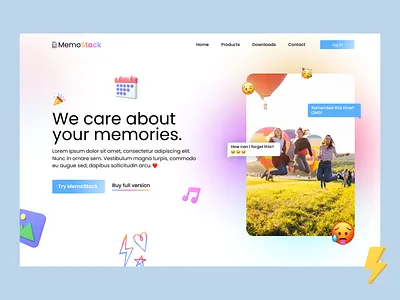 Memo Stack- Stack up your memories 3d illustrations best shot color pallete design gradient home page homepage design instagram landing page landingpage landingpage design social ui uiux userexperience userinterface ux webdesign website