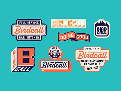 Birdcall Badges badges banner brand branding diner gas station labels lockups logo merchandise restaurant brand restaurant logo retro sign stamp