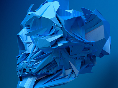Transformation, skull 3d abstract art blender blue color design illustration render shape skull surreal visual