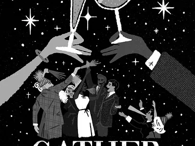 Retro New Years Eve Cocktails 50s 60s cocktails illustration mid century mid century modern party retro stars vintage