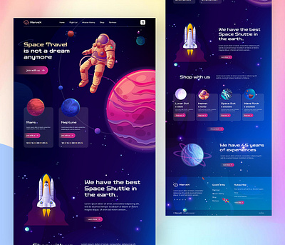 Marvex Space Travel Agency Website - UI/UX astronaut attractiveui branding clean earth galaxy illustration moon nasa spaceships planet rocketship space travel spaced spaceship specex stars trending uiux universe websitedesign