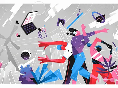 Flatland...where everything is possible caos charaters city creativity design flat flow illustration interaction lifestyle metaverse society virtualreality web