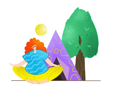 Airbnb. Illustration airbnb calm camp experince tent women yoga