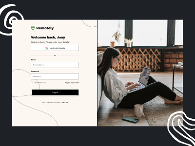 Log in - Remotely design inspiration job remote ui web website