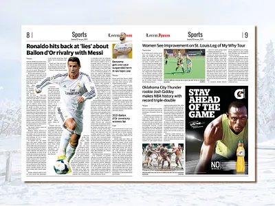 Sports Newspaper Layout Design cover cover design design editorial editorial design magazine cover magazine design magazine layout design newspaper newspaperdesign newspaperlayout