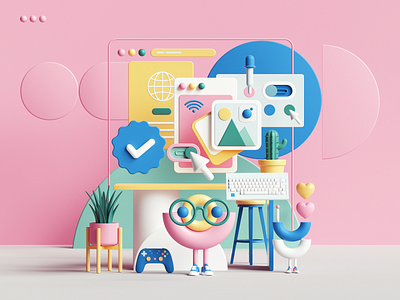 WGMInterfaces 3d branding c4d cinema4d color crypto cute design elements fun illustration inteface nft nfts octane petertarka render set ui uiux