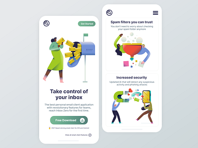 Mail client app illustration app character creative design e mail email flat funnel gradient illustration inbox mail onboaring outline screen security social ui ux vector
