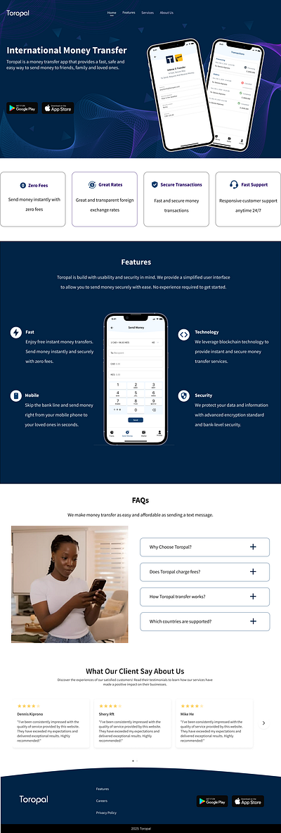 Toropal Banking Web Design app design figma uiux ux writing web design