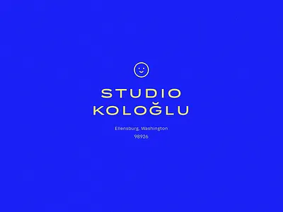 Studio Kologlu blue brand design branding design happy happy face identity logo logo design neon smile smiley face studio turkish typogaphy yellow