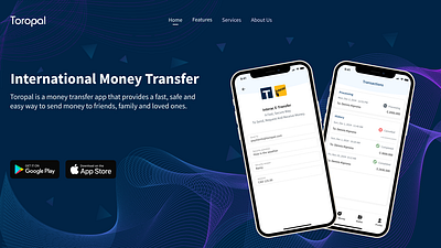 Toropal International Money Transfer Design app design figma prototyping ui design uiux user research ux design web design wireframing