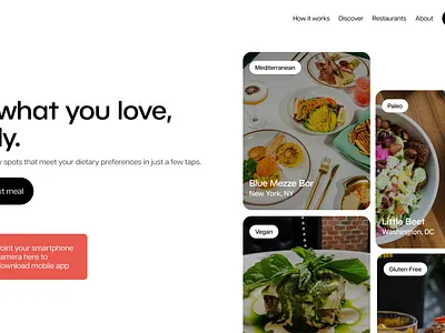 FlavorApp Redesign diet food food app health hero design hero section minimal modern restaurant trendy web design website