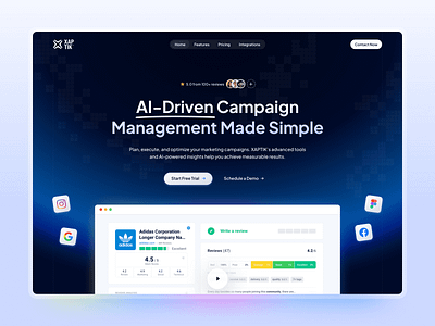 Modern SaaS Website Header ai campaign creative dashboard design header hero area hero section landing page marketing modern saas trendy ui ui design ux web app web design web ui website