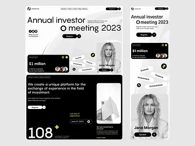 Investment Event Website UI Design business conference business platform conference landing corporate branding event website finance financial technology interactive elements investment summit modern web networking platform professional ui responsive website typography ui design user experience ux design ux ui web design website
