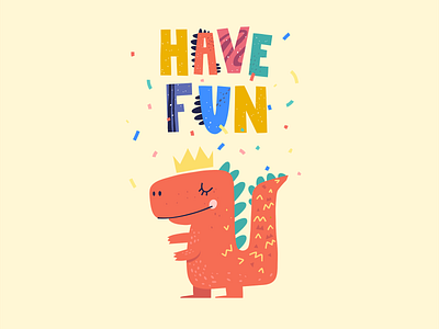 Happy Dino baby dino birthday celebration child color design dino dinosaur fun happy illustration lettering postcard poster vector