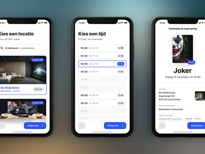 Oscar – Movie reservation flow app batman bioscoop cinema flow interface ios joker kinepolis mobile mock up movie app movie night movies oscar pathe pathe thuis premium reservation