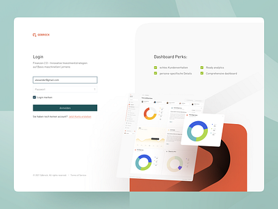 Dashboard — Login Page analytics authorization authorize dashboard dashboard onboarding data tool investments login form login page modern ndro onboarding saas sandro tavartkiladze sign up