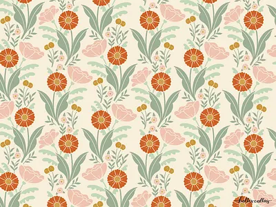 Pretty in pink (and red) design flowers graphic design illustration illustration digital nature pattern procreate app repeat repeat pattern