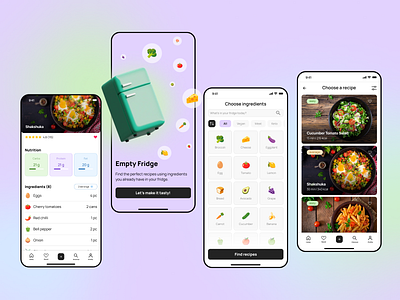 Empty Fridge | Concept App chef app cooking filtering filters food foodapp foodie meal mobile navigation menu nutritions recipe restaurant search select menu smart animate sort ui uidesign uxui